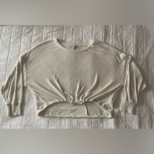 Cream Express crop sweater with tie front. Size M. Great condition.